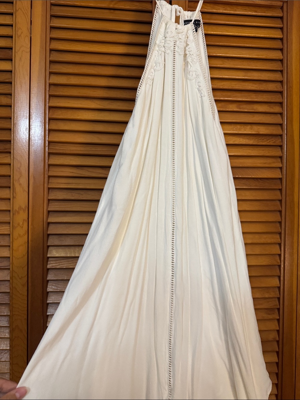Kendall & Kylie Ivory Crochet Halter Maxi Dress